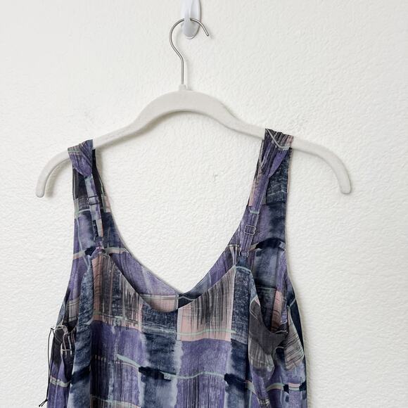 [CAbi] Quiz Top #4361 Purple Abstract Plaid Sleeveless V-Neck Blouse Sz Small S - Picture 6 of 11